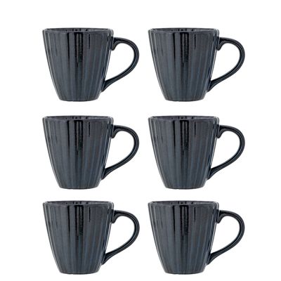 Bloomingville Latina Mug. Multipack, Mörkblå, Stengods Ø8,5xH8,5 cm, Set om 6
