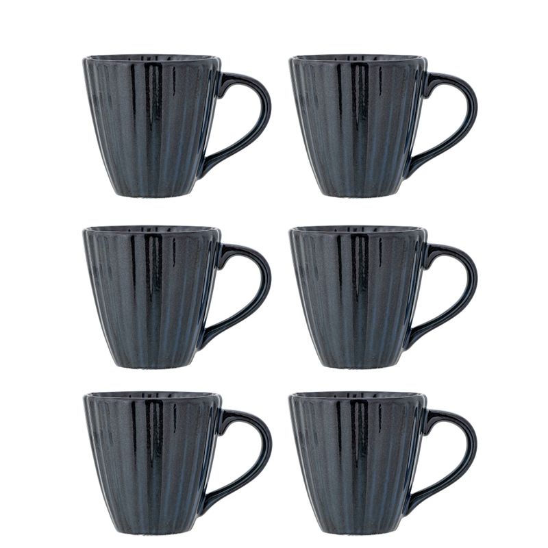 Bloomingville Latina Mug. Multipack, Mörkblå, Stengods Ø8,5xH8,5 cm, Set om 6