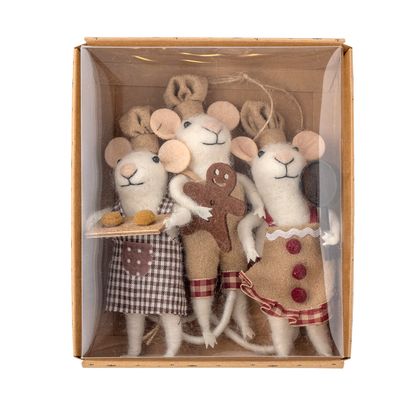 Prydnad Brun Ull Peo Set om 3 | Bloomingville