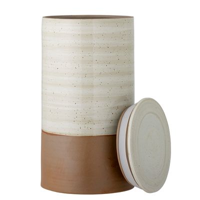 Burk med lock Brun Stengods Okan | Bloomingville