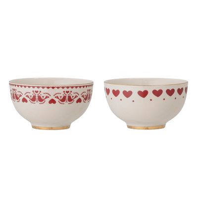 Skål Röd Stengods Jolly Set om 2 | Bloomingville
