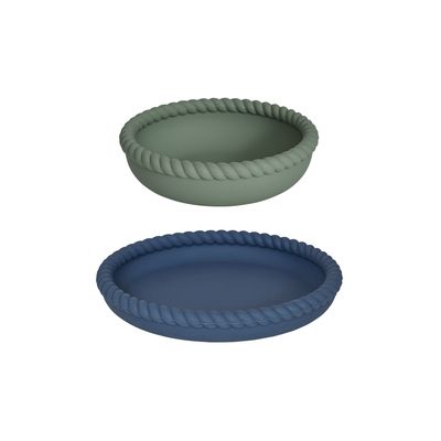 Tallrik och skål Blå/Oliv Silikon OYOY MINI
