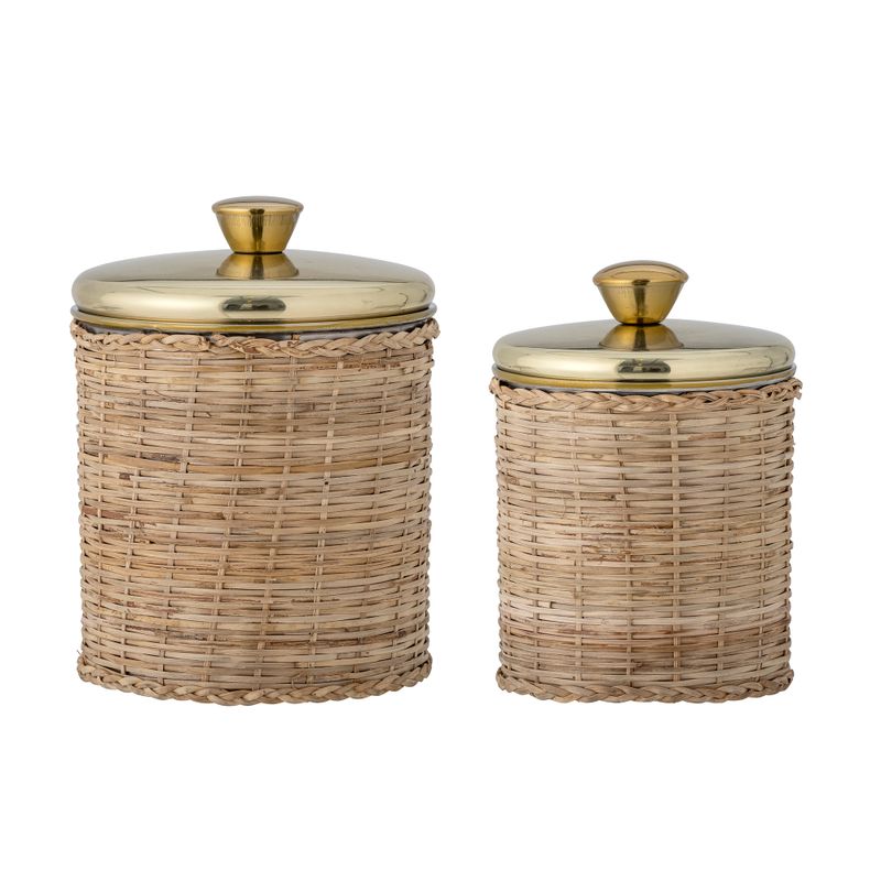 Burk med lock Mässing Rostfritt stål Abas Set om 2 | Bloomingville