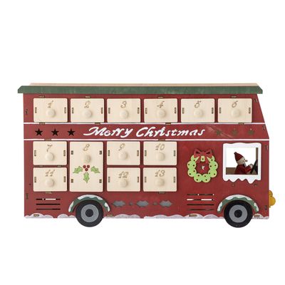 Edward Calendar w/light Röd Plywood H21cm Bloomingville