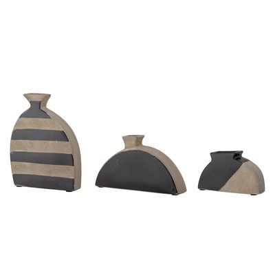 Dekorationsvas Svart Terrakotta Nezha Set om 3 | Bloomingville