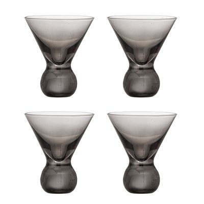 Bloomingville Corliss Cocktailglas, Grå, Glas Ø9,5xH11 cm, Set om 4