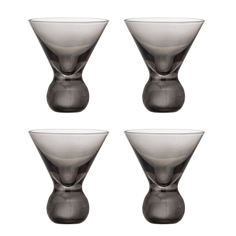Bloomingville Corliss Cocktailglas, Grå, Glas Ø9,5xH11 cm, Set om 4