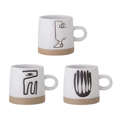 Mugg Grå Stengods Eliana Set om 3 | Bloomingville