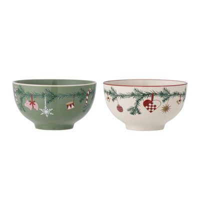 Skål Grön Stengods Yule Set om 2 | Bloomingville