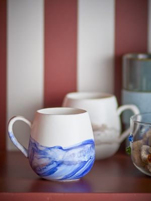 Bloomingville Lyre Kopp, Blå, Stengods Ø8xH8 cm, Set om 4