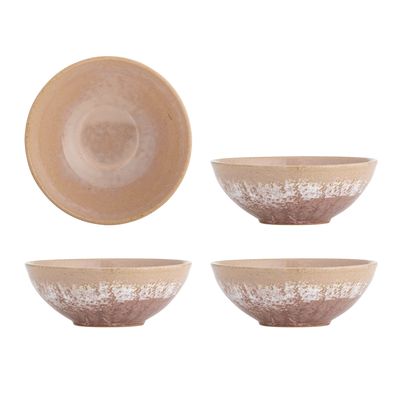 Bloomingville Darlene Skål, Rosa, Stengods Ø20,5xH7,5 cm, Set om 4