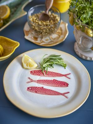 Bloomingville Hadden Tallrik, Röd, Stengods Ø27,5xH2 cm, Set om 4