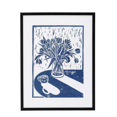 Illustration med ram Svart Furu Tulips | Bloomingville