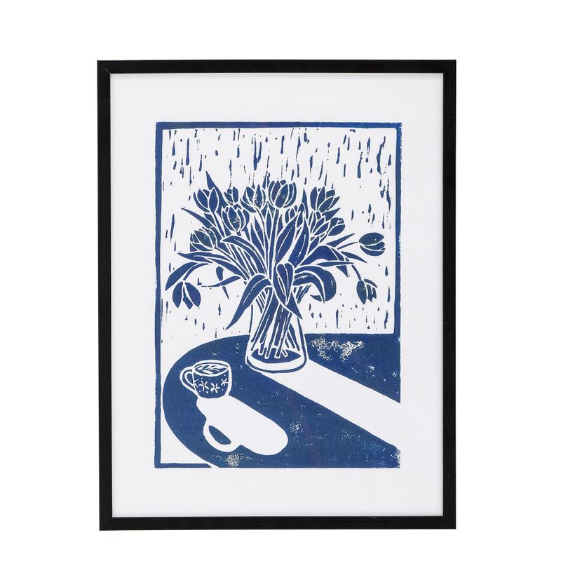 Illustration med ram Svart Furu Tulips | Bloomingville