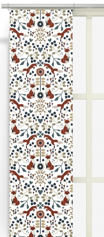 Rävstigen offwhite/röd panelgardin 2 pack Arvidssons Textil