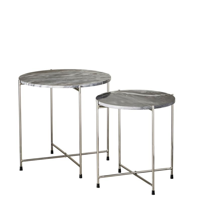 Sidobord Marmilla Mörkgrå/Silver Travertin/Järn Lene Bjerre