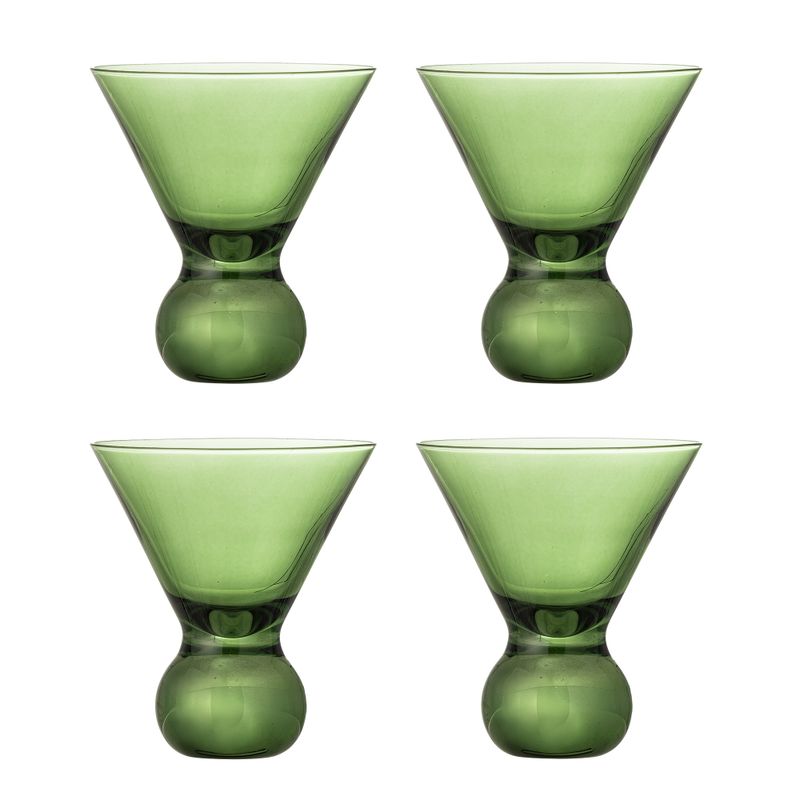 Bloomingville Corliss Cocktailglas, Grön, Glas Ø9,5xH11 cm, Set om 4