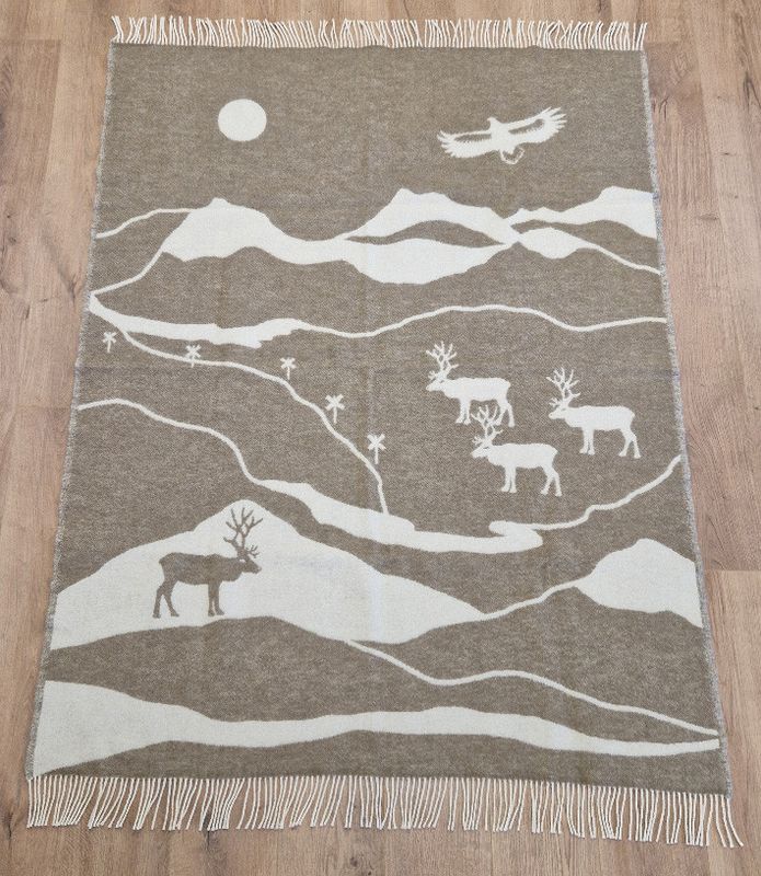 Fjällvandring beige ullpläd Arvidssons Textil