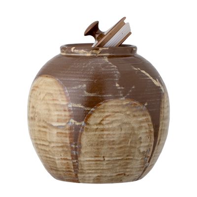 Burk med lock Brun Stengods Nasib | Bloomingville