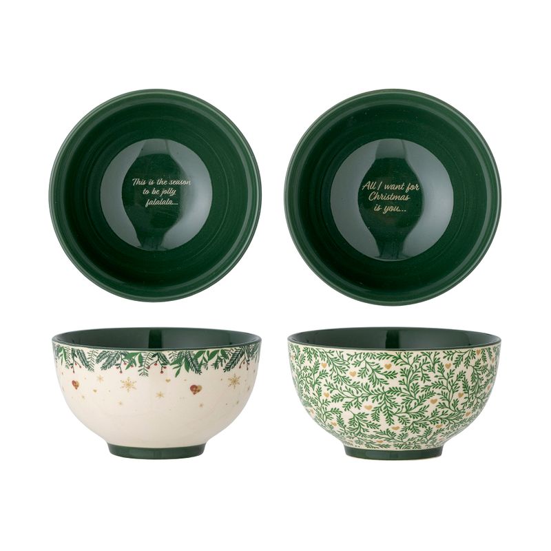 Skål Grön Stengods Grazia Set om 2 | Bloomingville