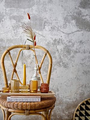 Bricka med värmeljushållare Brun Glas Sanga Set om 6 | Bloomingville