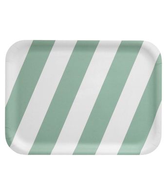 Muurla Checks & Stripes Bricka 27x20 cm, Mintgrön