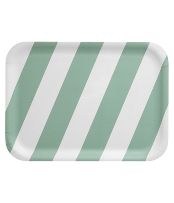 Muurla Checks & Stripes Bricka 27x20 cm, Mintgrön