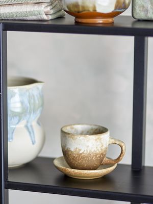 Bloomingville Brenta Kopp M/Fat, Natur, Stengods C:Ø8xH7/S:Ø11xH2 cm, Set om 4