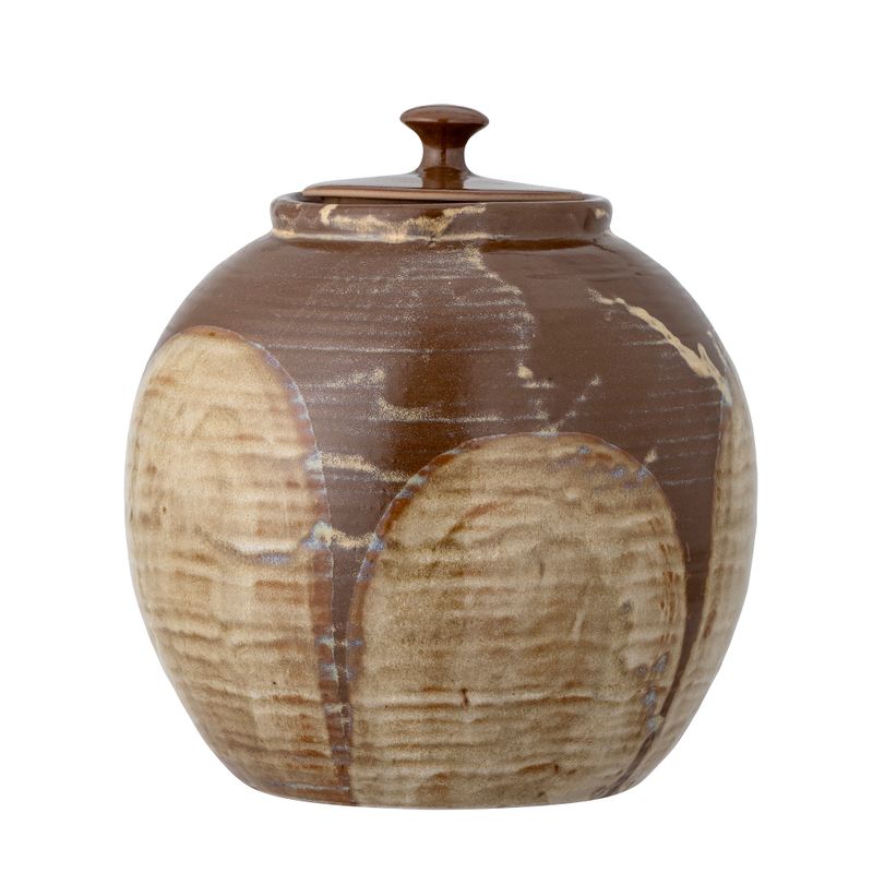 Burk med lock Brun Stengods Nasib | Bloomingville