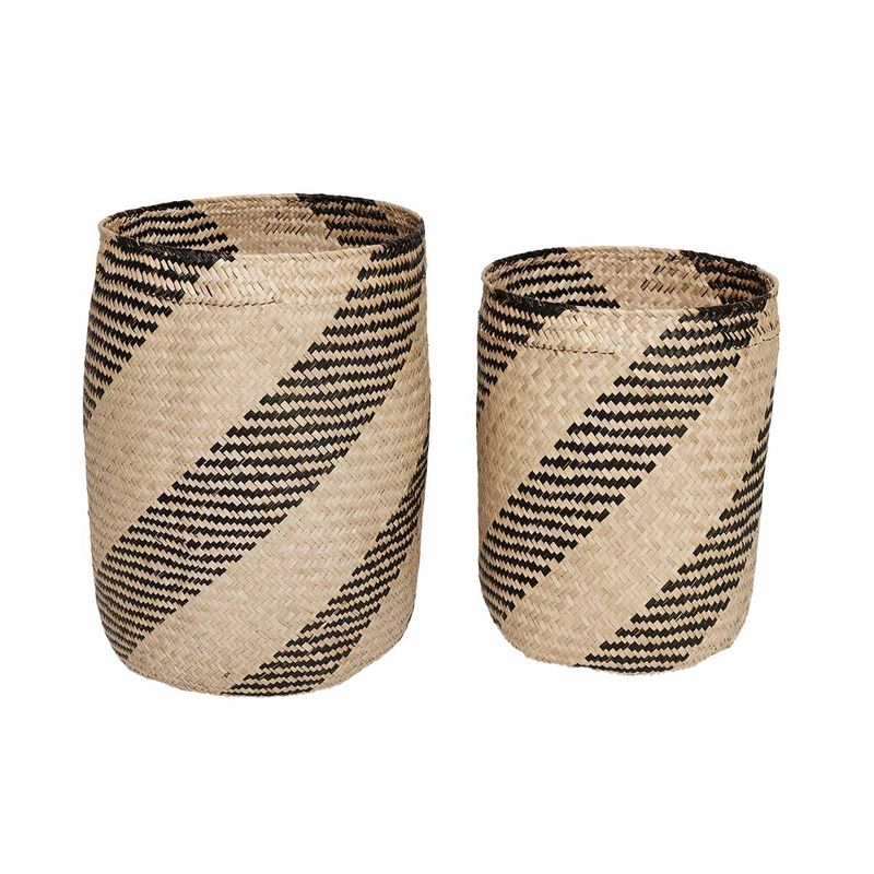 Twist Förvaringskorg Natur/Svart Sjögräs Set Om 2 Oyoy Living