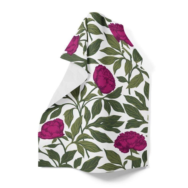 Pion cerise/grön handduk Arvidssons Textil