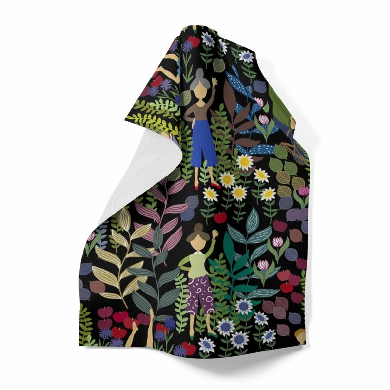 Trädgård svart/multi handduk Arvidssons Textil