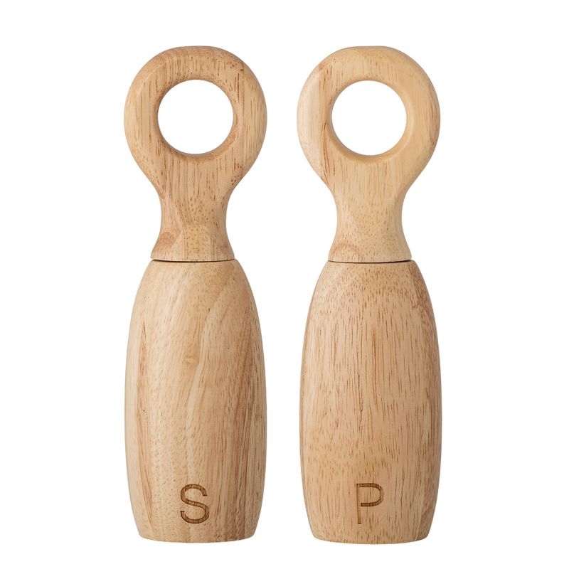 Salt- och pepparkvarn Natur Gummiträ Martim Set | Bloomingville