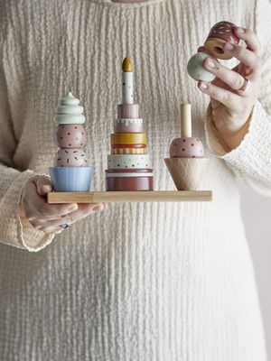 Bloomingville Celebrate Aktivitetsleksak, Natur, Bokträ L20,5xH23xW7 cm, Set om 18