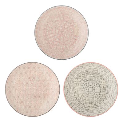 Tallrik Rosa Stengods Ccile 3-pack | Bloomingville