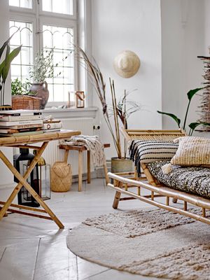 Lyktor med glas Natur Bambu Musu | Bloomingville