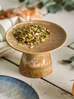 Skål på fot Brun Stengods Ikigai | Bloomingville
