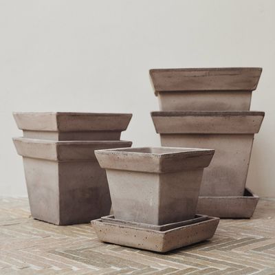 Bergs Potter Gaia RAW Kruka Med Fat Grå, Ø 30 cm