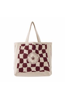 Check Shopping Bag, Red, Cotton OEKO-TEX®