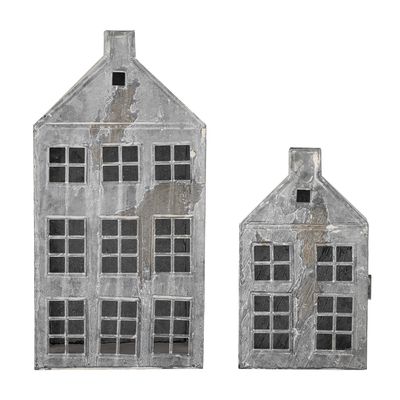 Heidrun Lykta Grå Metall H35cm Set om 2 Bloomingville
