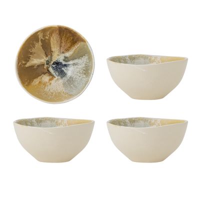 Bloomingville Lacey Skål, Gul, Stengods Ø15xH8 cm, Set om 4