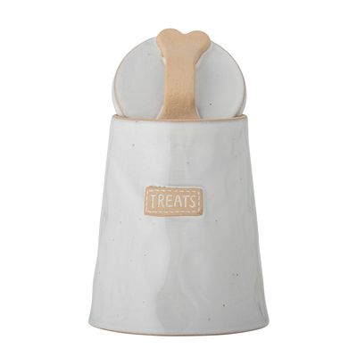 Burk med lock Vit Stengods Bandit | Bloomingville