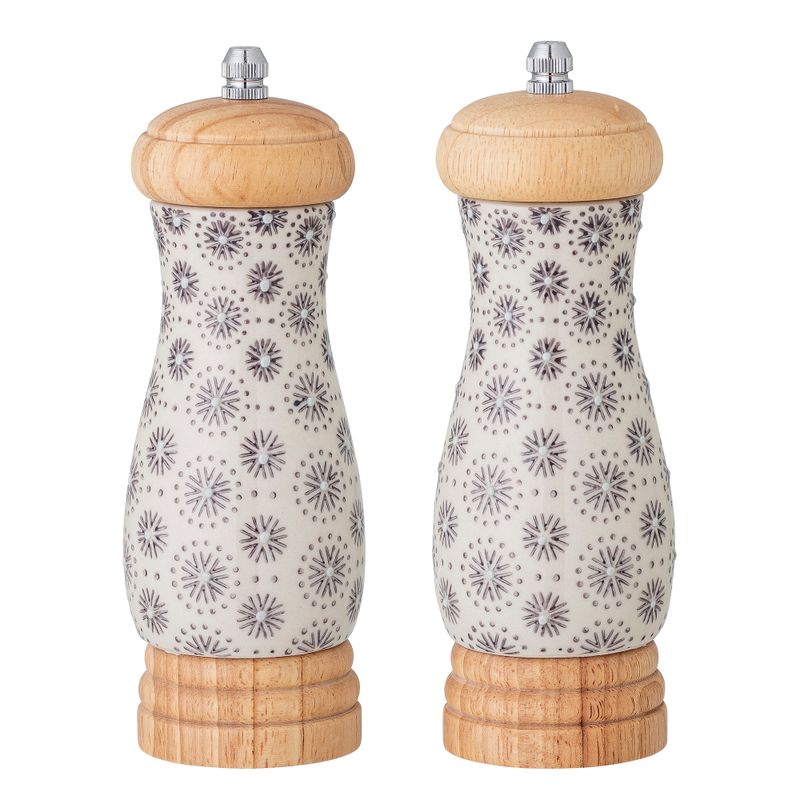 Salt- och pepparkvarn Grå Stengods Elsa Set | Bloomingville