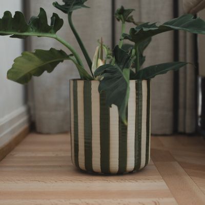 DBKD Line Pot large Randig grön