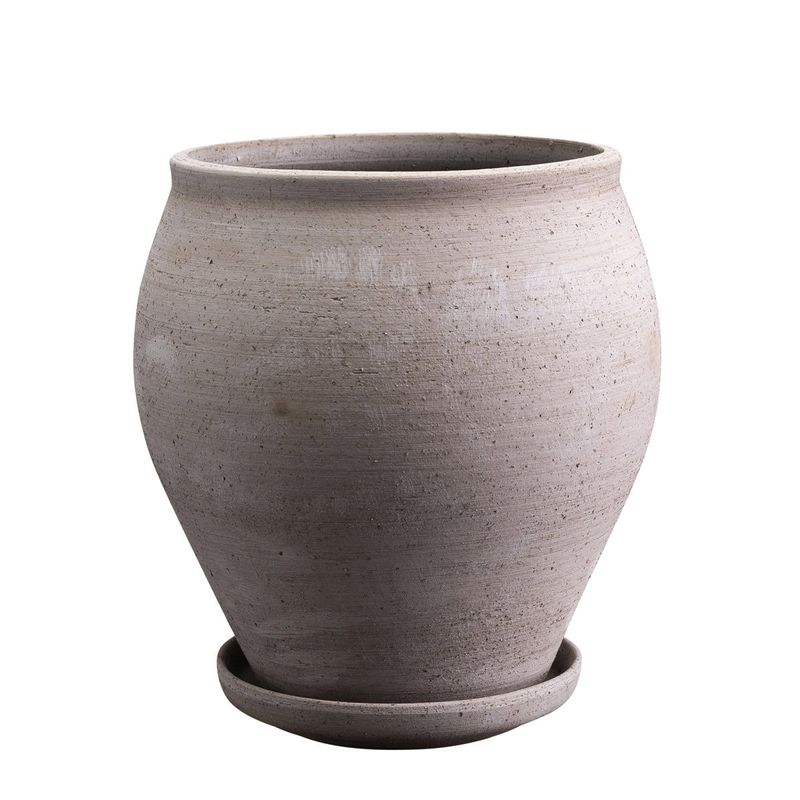 Bergs Potter Delphi RAW Kruka Med Fat Grå, Ø 26 cm