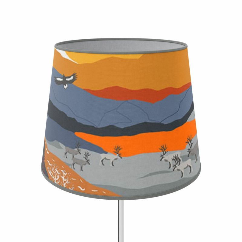 Fjällvandring orange lampskärm Arvidssons Textil