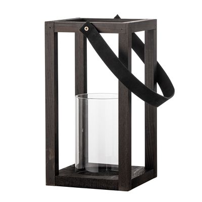 Lyktor med glas Svart Furu Lyra | Bloomingville