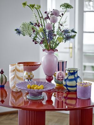 Frills Vas Rosa Glas Ø14 cm Bloomingville
