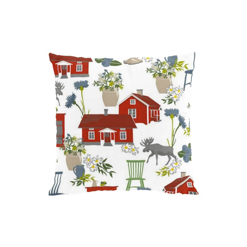 Strövtåg offwhite/röd kuddfodral Arvidssons Textil