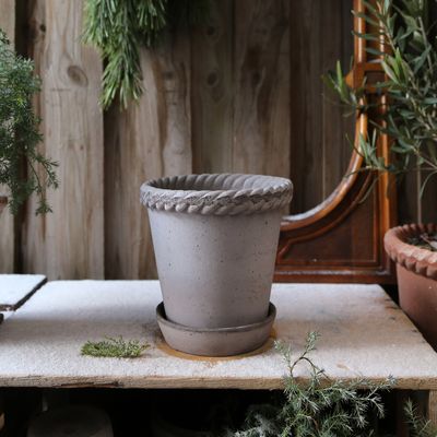 Bergs Potter Emilia RAW Kruka Med Fat Grå, Ø 21 cm